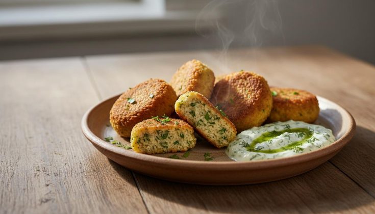 Cícerové fašírky s bylinkovým dipom