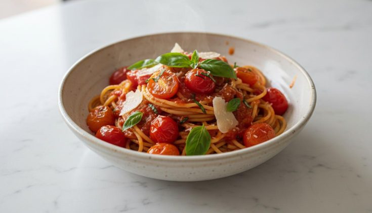 Cestoviny s cherry paradajkami a bazalkou